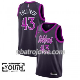 Barn Minnesota Timberwolves Tröja Anthony Tolliver 43 2018-19 Nike City Edition Lila Swingman
